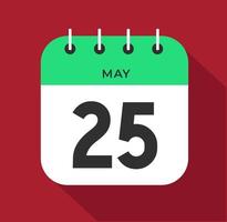 May day 25. Number twenty-five on a white paper with green color border on a red background vector. vector