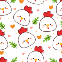 seamless pattern cartoon chicken and plant. cute animal wallpaper for textile, gift wrap paper png