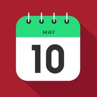 May day 10. Number ten on a white paper with green color border on a red background vector. vector