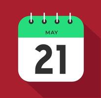 May day 21. Number twenty-one on a white paper with green color border on a red background vector. vector