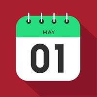 May day 1. Number one on a white paper with green color border on a red background vector. vector