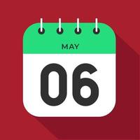 May day 6. Number six on a white paper with green color border on a red background vector. vector