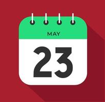 May day 23. Number twenty-three on a white paper with green color border on a red background vector. vector