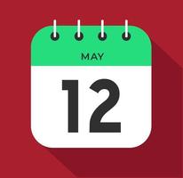 May day 12. Number twelve on a white paper with green color border on a red background vector. vector