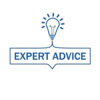 Expert advice. Expert advice badge icon with lightbulb. Expert advice or intelligence information. Modern style vector. vector