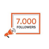 7000 seguidores celebracion diseño modelo. social sitio correo. plano vector. vector
