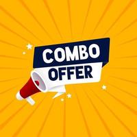 Megaphone with combo offer banner design. Flat vector. vector