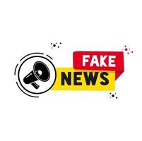 Megaphone with fake news banner template.  vector illustration.