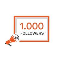 1000 seguidores bandera celebrar, seguidor modelo. 1k seguidores social medios de comunicación enviar diseño. vector