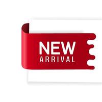 New arrival banner. Label banner template with new arrival announcing message icon. Vector illustration.