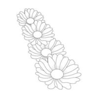 Daisy Flower Coloring Page And Book Line Art Vector