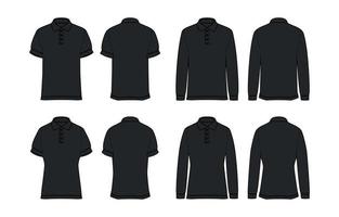 Flat Outline Black Polo Shirts vector