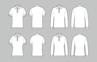 plano contorno blanco polo camisas vector