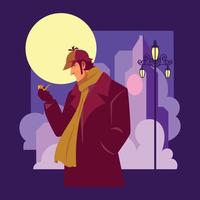 un hombre con traje inspirado por sherloc Holmes vector