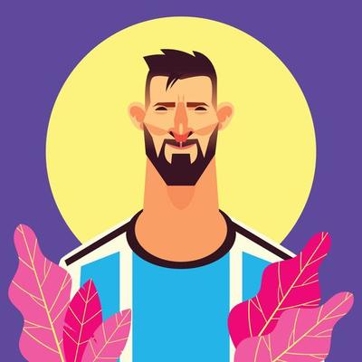 Lionel Messi Potrait in Flat Style