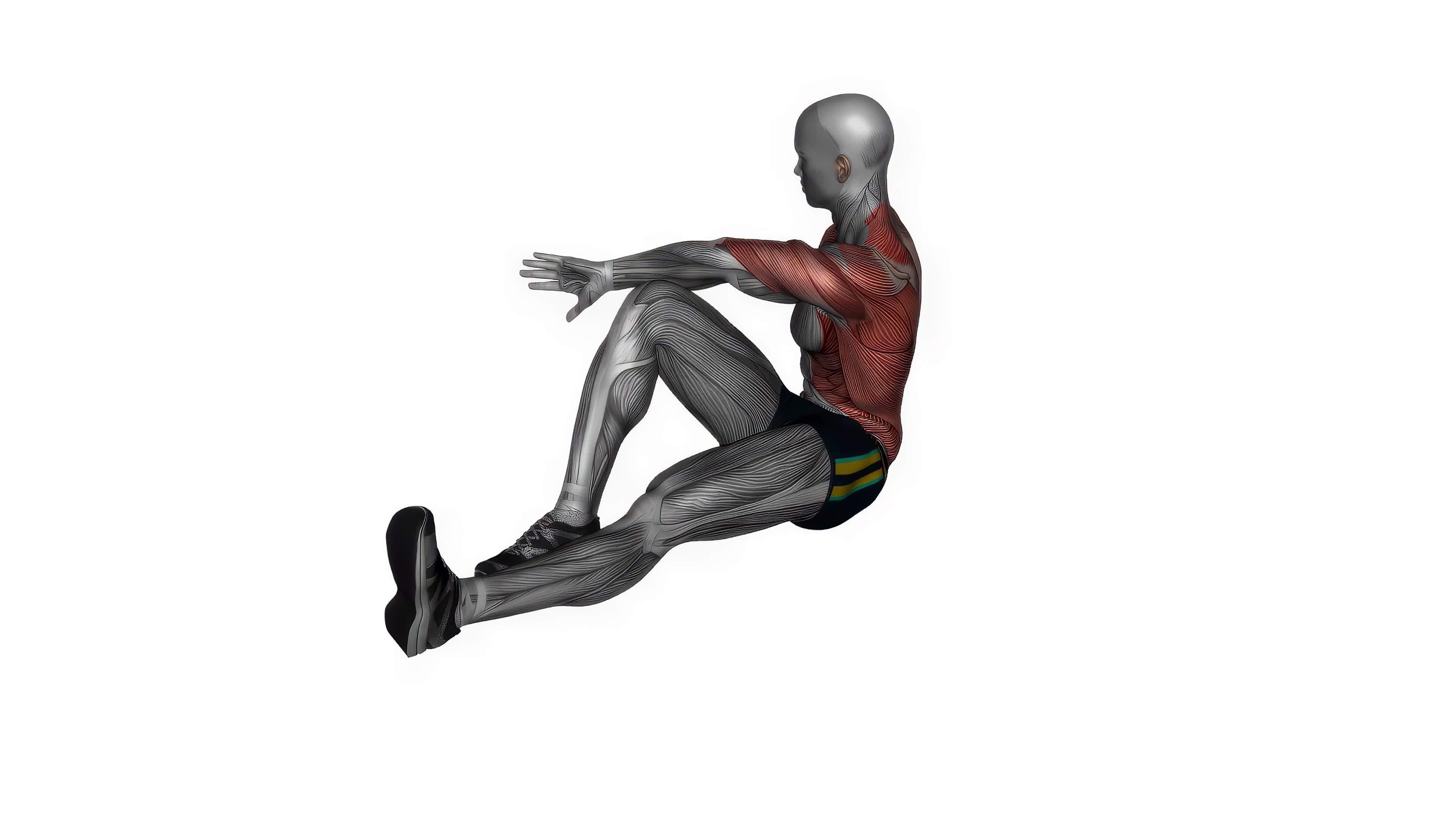 Pretzel stretch fitness exercise workout animation video male muscle highlight 4K 60 fps