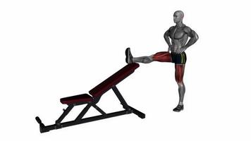 en pie pierna elevado tendón de la corva tramo aptitud ejercicio rutina de ejercicio animación vídeo masculino músculo realce 4k 60 60 fps video