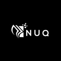 NUQ creative initials Growth graph letter logo concept. NUQ business finance logo design.NUQ credit repair accounting logo design on BLACK background. NUQ creative initials Growth graph letter vector