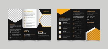 Fitness trifold brochure template design vector