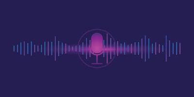 voice recognition wave, voice message line graph with microphone, modern flat style and bright lines vector illustration