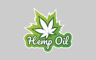 hemp oil typography logo vector illustration, cannabis leaves badge, cbd oil sticker and icon design