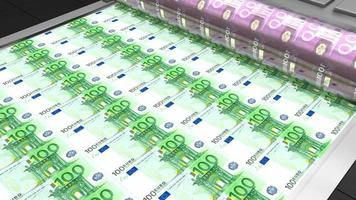 impression de billets de 100 euros - idéal pour des sujets tels que la finance, l'économie, les affaires, etc. video