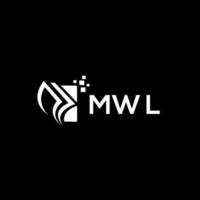 MWL credit repair accounting logo design on BLACK background. MWL creative initials Growth graph letter logo concept. MWL business finance logo design. vector