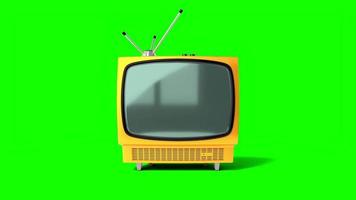 récepteur tv jaune vintage avec écran vert video