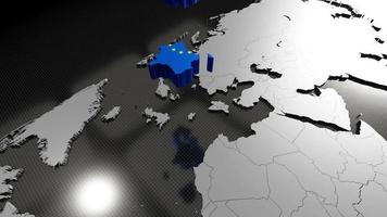 3D-Karte und Flagge der Europäischen Union - fallende Länderformen video