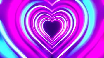 abstrato túnel, néon conceito - coração formas - amor conceito video