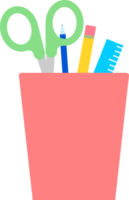 container with scissors pencil ruler png