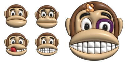 Illustration zum Affen mit Emotion und Ausdruck. Karikatur Stil. png