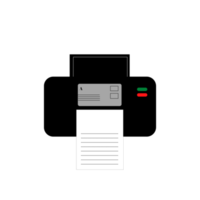 negro multifuncional impresora con papel impresión en proceso lcd monitor png