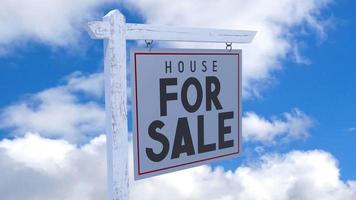 House for Sale Board, Sky in Background - Real Estate Offer Concept. video