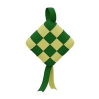 3d representación verde amarillo islámico ketupat Perfecto para musulmán diseño proyecto png