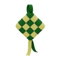 3d representación verde amarillo islámico ketupat Perfecto para musulmán diseño proyecto png