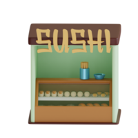 3d rendering isometric sushi shop perfect for design project png