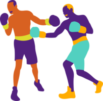 muscular boxeadores luchando en boxeo anillo. png