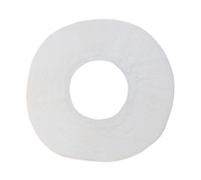 Top view of single tissue paper roll for use in toilet or restroom with hollow in the middle isolated with clipping path in png file format