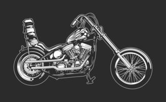 helicóptero motocicleta, motor vehículo transporte, vector línea Arte ilustración en un negro antecedentes