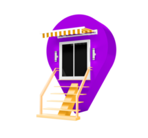 Purple pin location shop exterior fashion store building exterior 3d illustration png