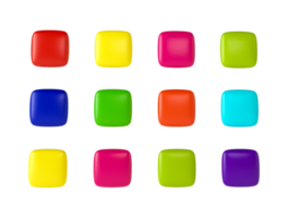 color candy square shape Colorful chocolate candy pills isolated Top view 3d illustration png