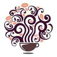 coffee cup illustration with coffee tree vector