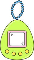 spel tamagotchi, virtuell sällskapsdjur leksak retro 90s stil. färgrik klistermärke isolerat på transparent bakgrund. png