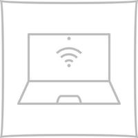 icono de vector de portátil conectado único