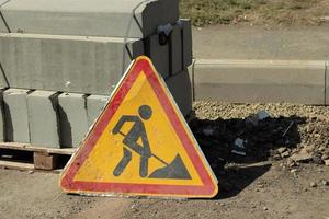 Road construction or repair work sign photo