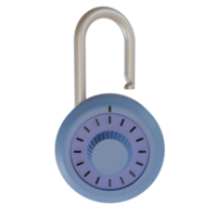 3d rendering cute cartoon illustration of padlock icon. unlock with combination. Minimal concept png