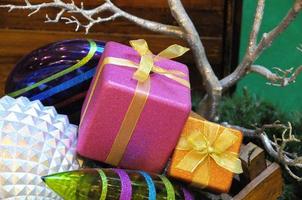 Gift boxes under the tree photo