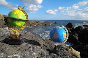 Globes on the rock photo