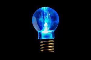 Blue glowing lightbulb photo